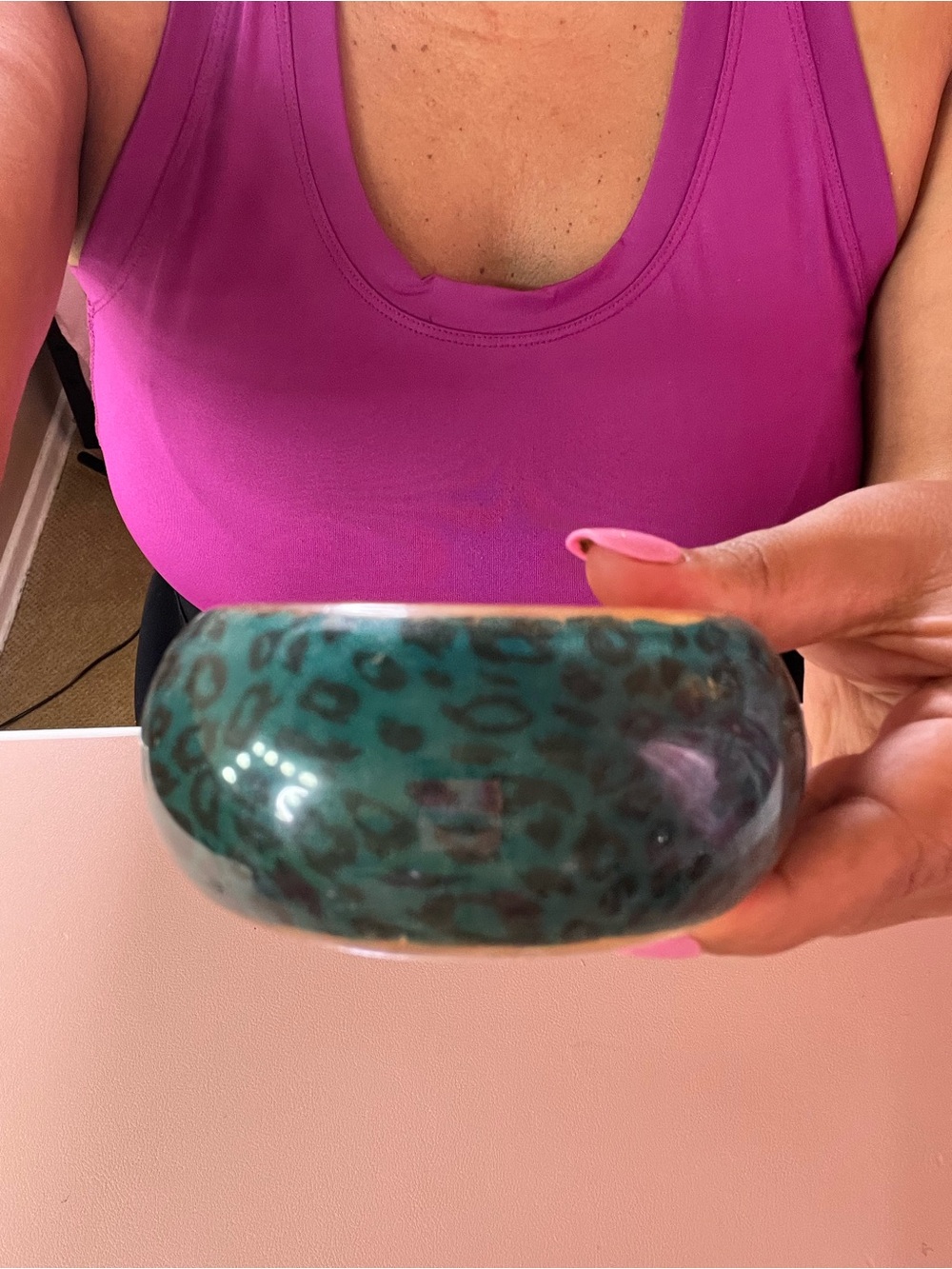 Turquoise Leopard Print Resin Bangle Bracelet